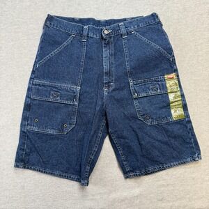 Wrangler Cargo Shorts Mens 34 Blue Denim Jean Jorts Expedition Baggy Fit 90s Y2K